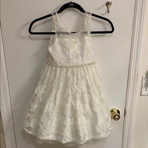 American Princess White Cream Tiered Halter Formal Dress Sz 6X-7
